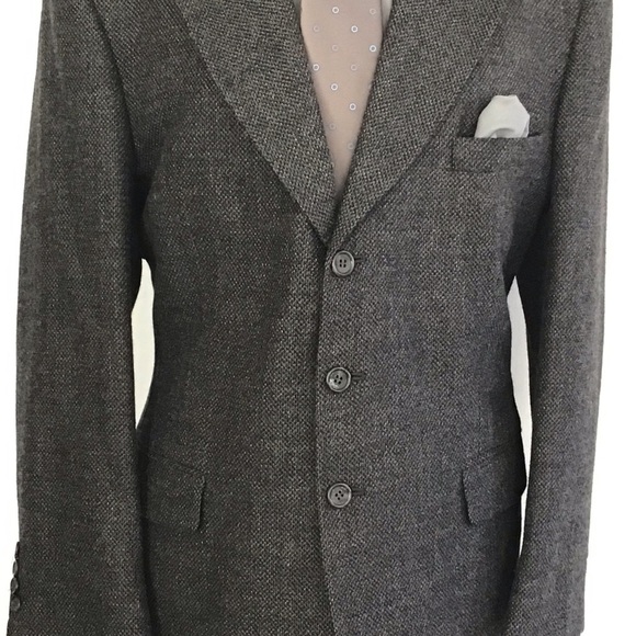 Stafford Vtg Gray Barleycorn Tweed Lambswool 3 Button Notch Collar Blazer 42 S - Picture 2 of 15